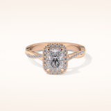 1.21 CT Radiant Shaped Halo & Pave Twisted Shank Moissanite Engagement Ring