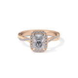 Princess Twisted Shank, Halo and Pave Lab Grown Diamond Engagement Ring