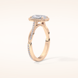 1.21 CT Radiant Shaped Halo & Pave Twisted Shank Moissanite Engagement Ring