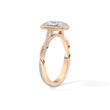 Princess Twisted Shank, Halo and Pave Lab Grown Diamond Engagement Ring