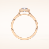 1.21 CT Radiant Shaped Halo & Pave Twisted Shank Moissanite Engagement Ring