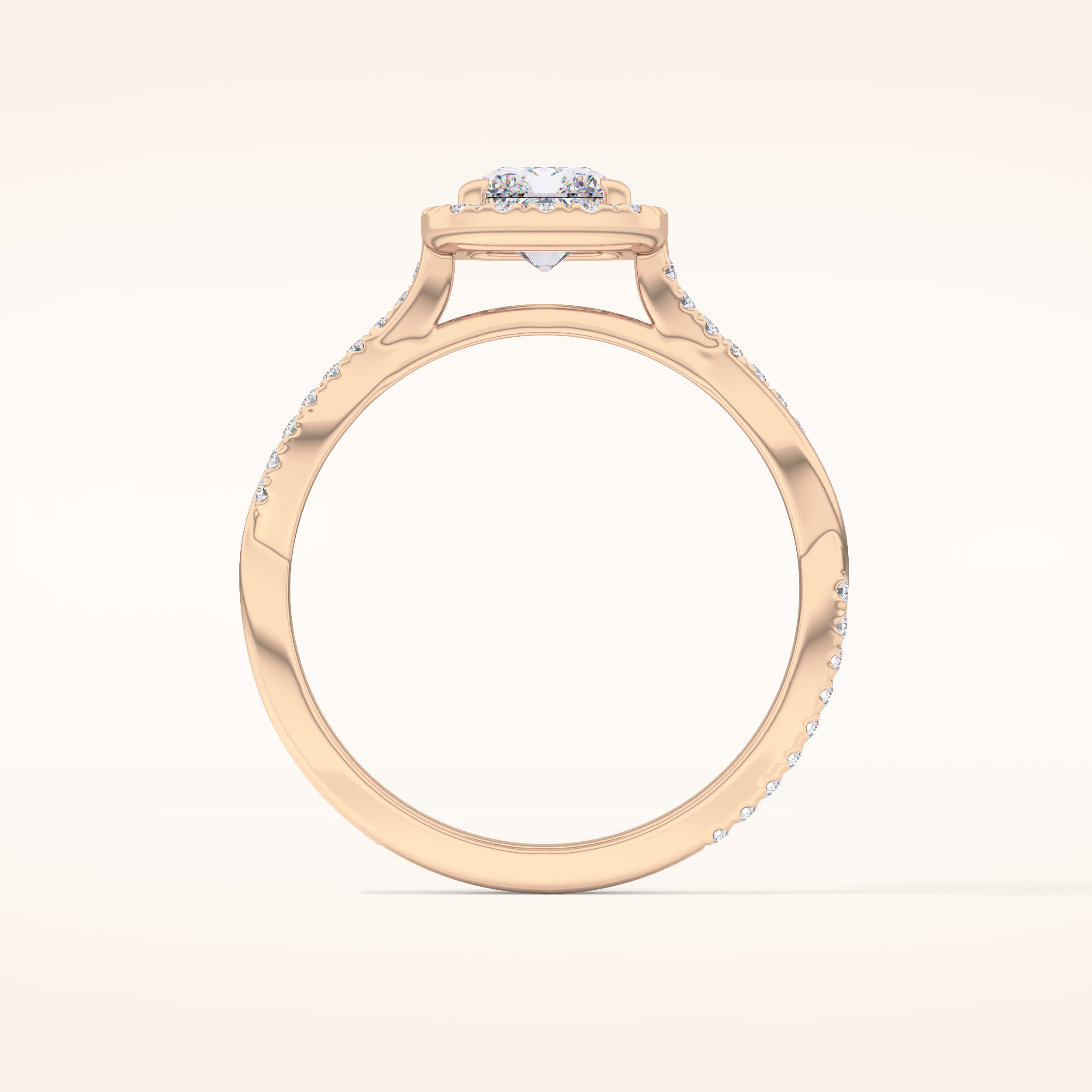 1.21 CT Radiant Shaped Halo & Pave Twisted Shank Moissanite Engagement Ring