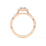 Princess Twisted Shank, Halo and Pave Lab Grown Diamond Engagement Ring