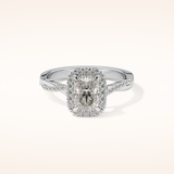 1.21 CT Radiant Shaped Halo & Pave Twisted Shank Moissanite Engagement Ring