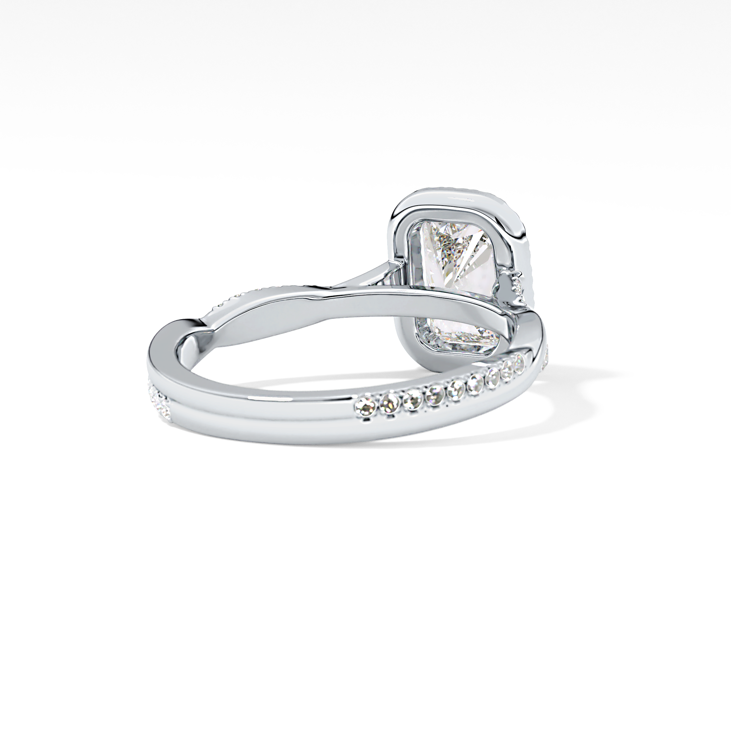 Princess Twisted Shank, Halo and Pave Lab Grown Diamond Engagement Ring