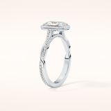 1.21 CT Radiant Shaped Halo & Pave Twisted Shank Moissanite Engagement Ring