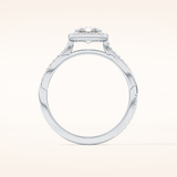 1.21 CT Radiant Shaped Halo & Pave Twisted Shank Moissanite Engagement Ring