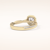 0.65 CT Emerald Shaped Halo & Pave Twisted Shank Moissanite Engagement Ring