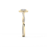Asscher Twisted Shank, Halo and Pave Lab Grown Diamond Engagement Ring