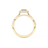 Asscher Twisted Shank, Halo and Pave Lab Grown Diamond Engagement Ring