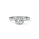 Asscher Twisted Shank, Halo and Pave Lab Grown Diamond Engagement Ring