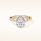 0.81 CT Pear Shaped Halo & Pave Twisted Shank Moissanite Engagement Ring