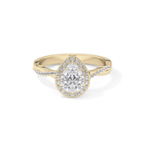 Pear Twisted Shank, Halo and Pave Lab Grown Diamond Engagement Ring