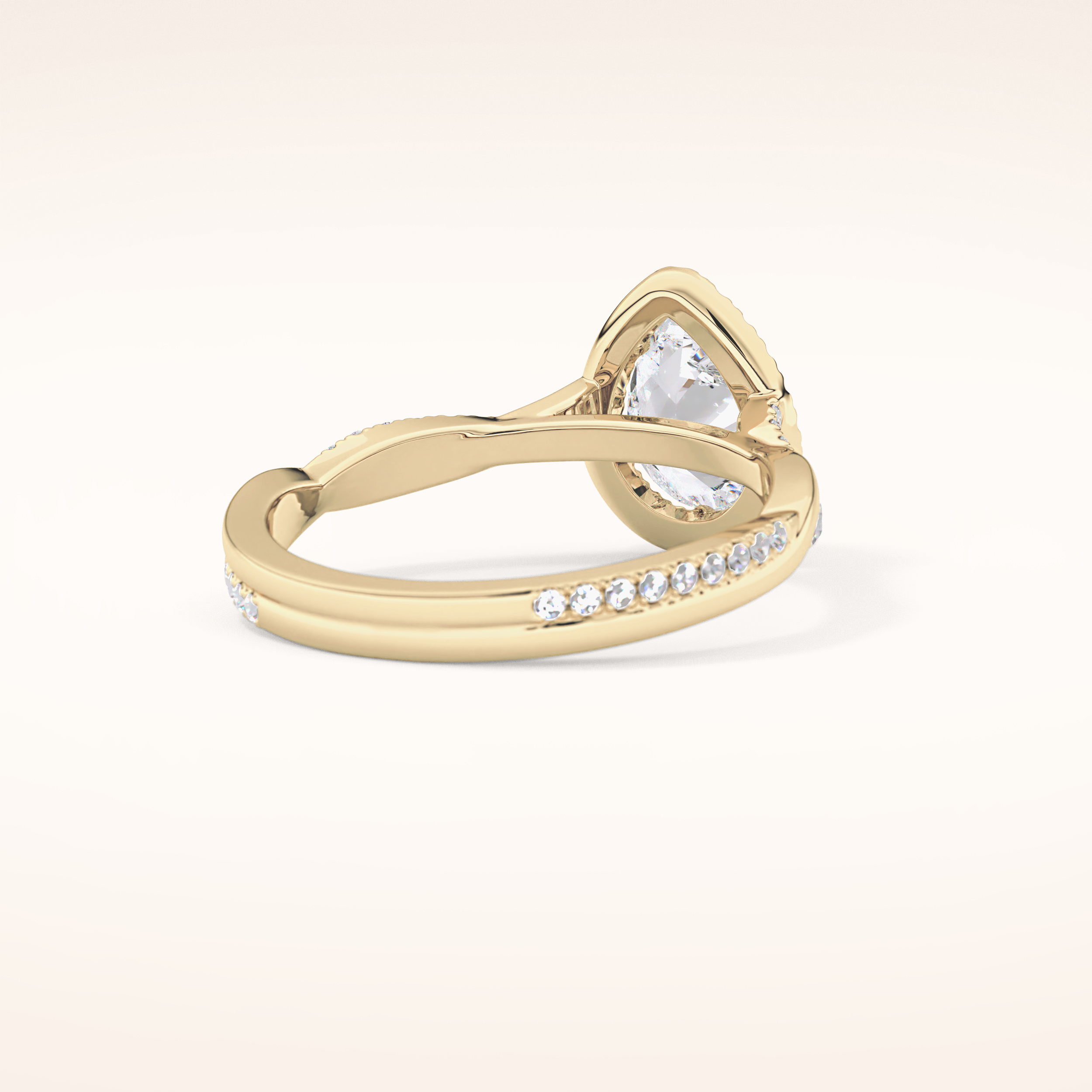 0.81 CT Pear Shaped Halo & Pave Twisted Shank Moissanite Engagement Ring