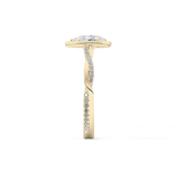 Pear Twisted Shank, Halo and Pave Lab Grown Diamond Engagement Ring