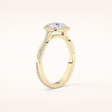 0.81 CT Pear Shaped Halo & Pave Twisted Shank Moissanite Engagement Ring