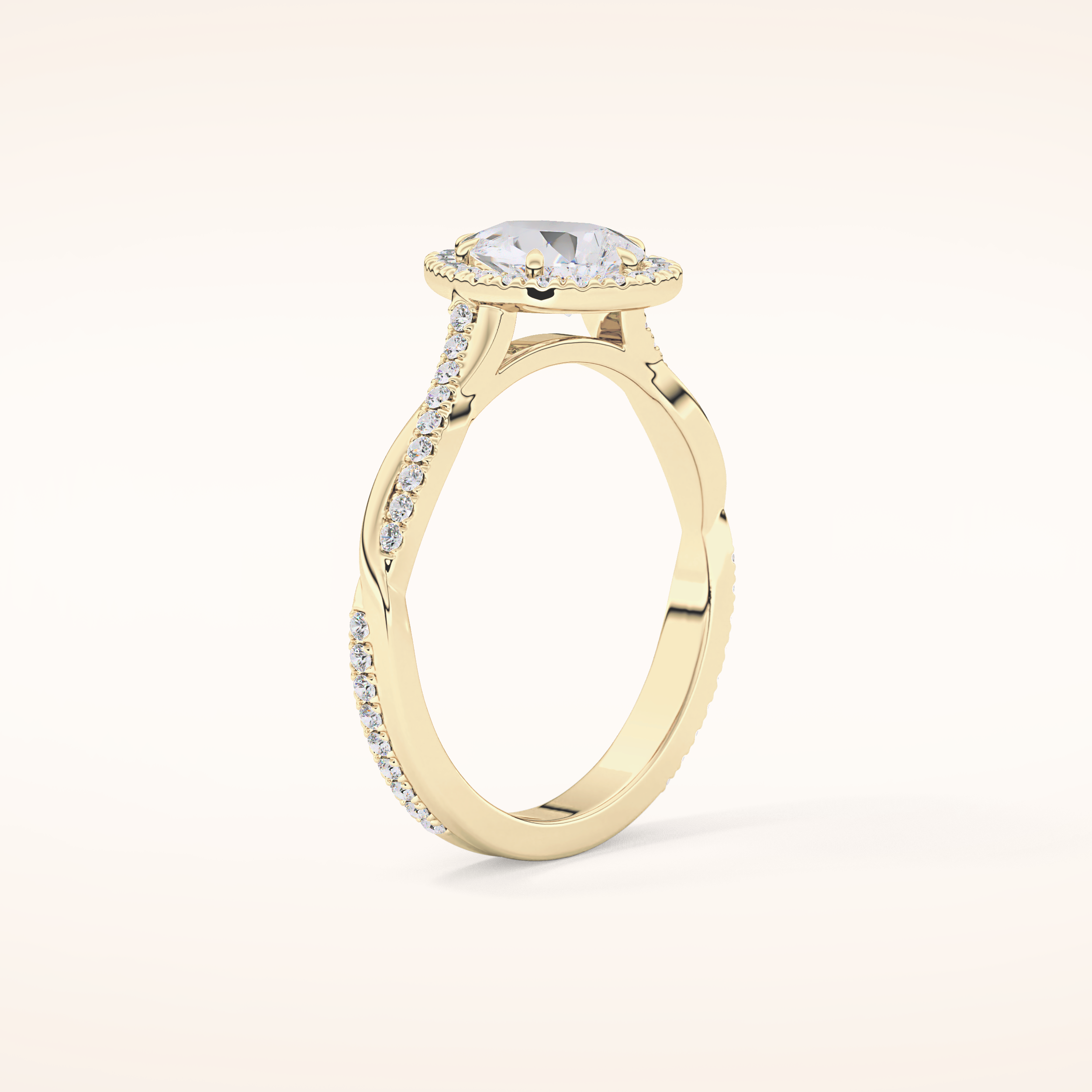 0.81 CT Pear Shaped Halo & Pave Twisted Shank Moissanite Engagement Ring