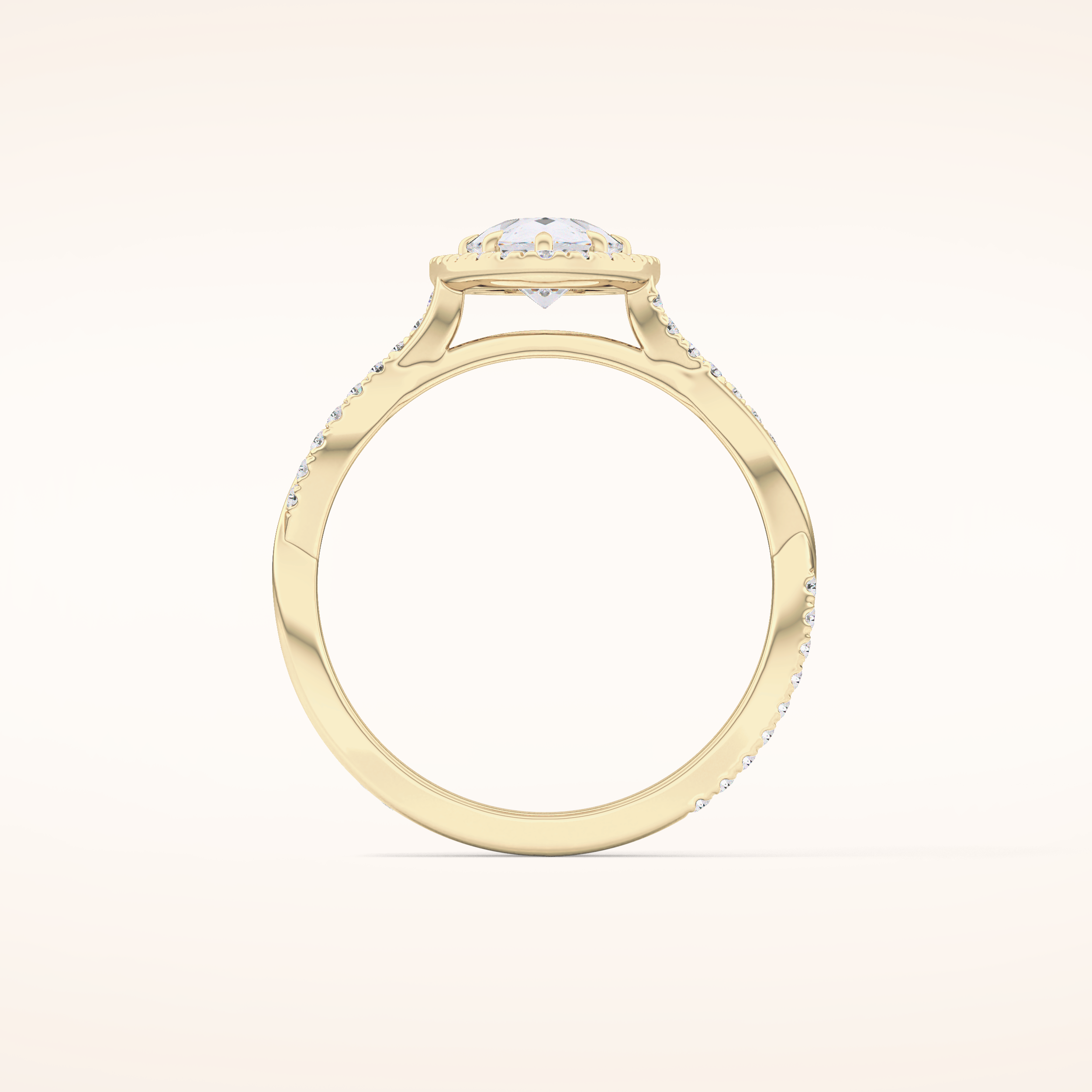 0.81 CT Pear Shaped Halo & Pave Twisted Shank Moissanite Engagement Ring