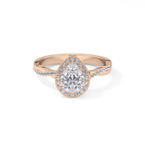 Pear Twisted Shank, Halo and Pave Lab Grown Diamond Engagement Ring