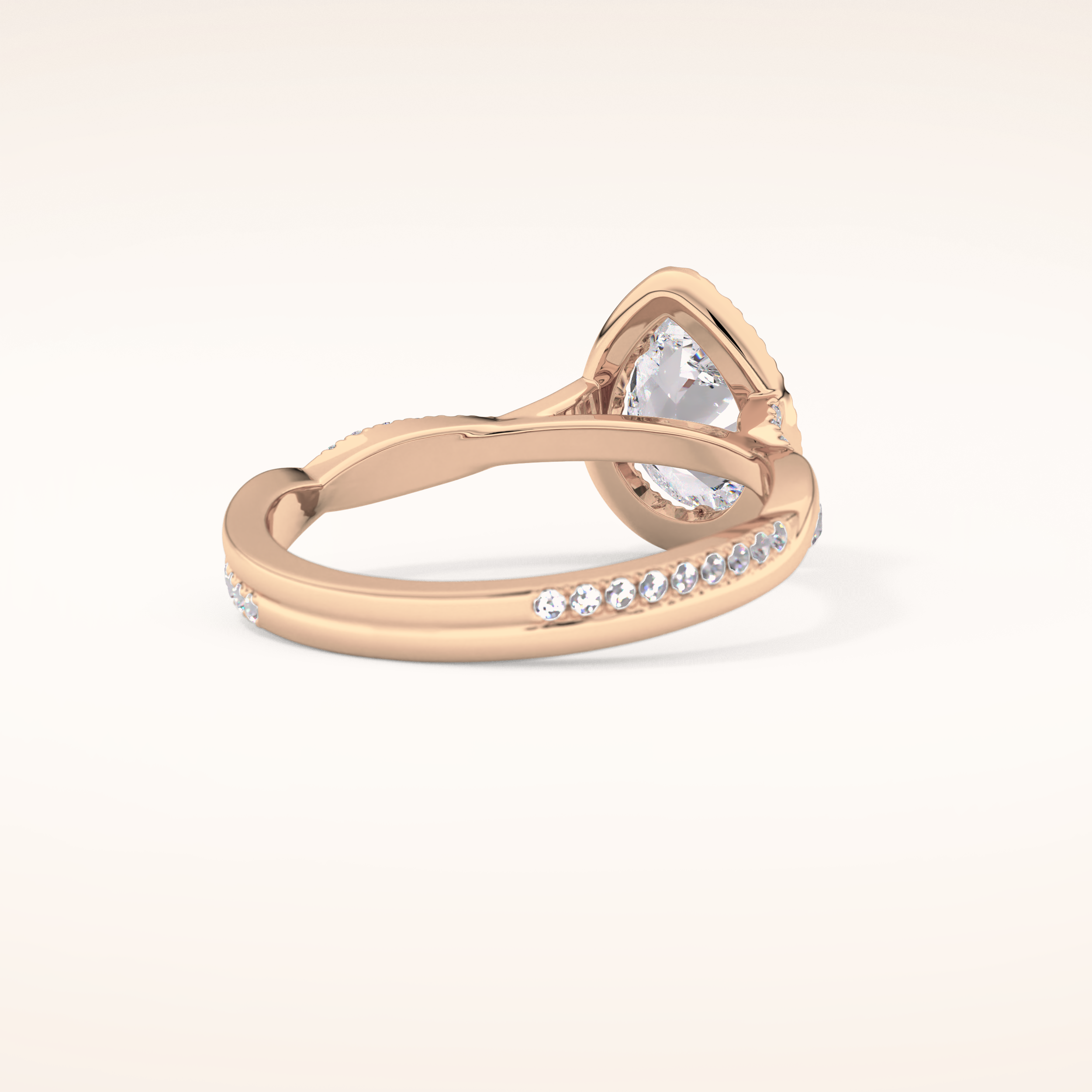 0.81 CT Pear Shaped Halo & Pave Twisted Shank Moissanite Engagement Ring