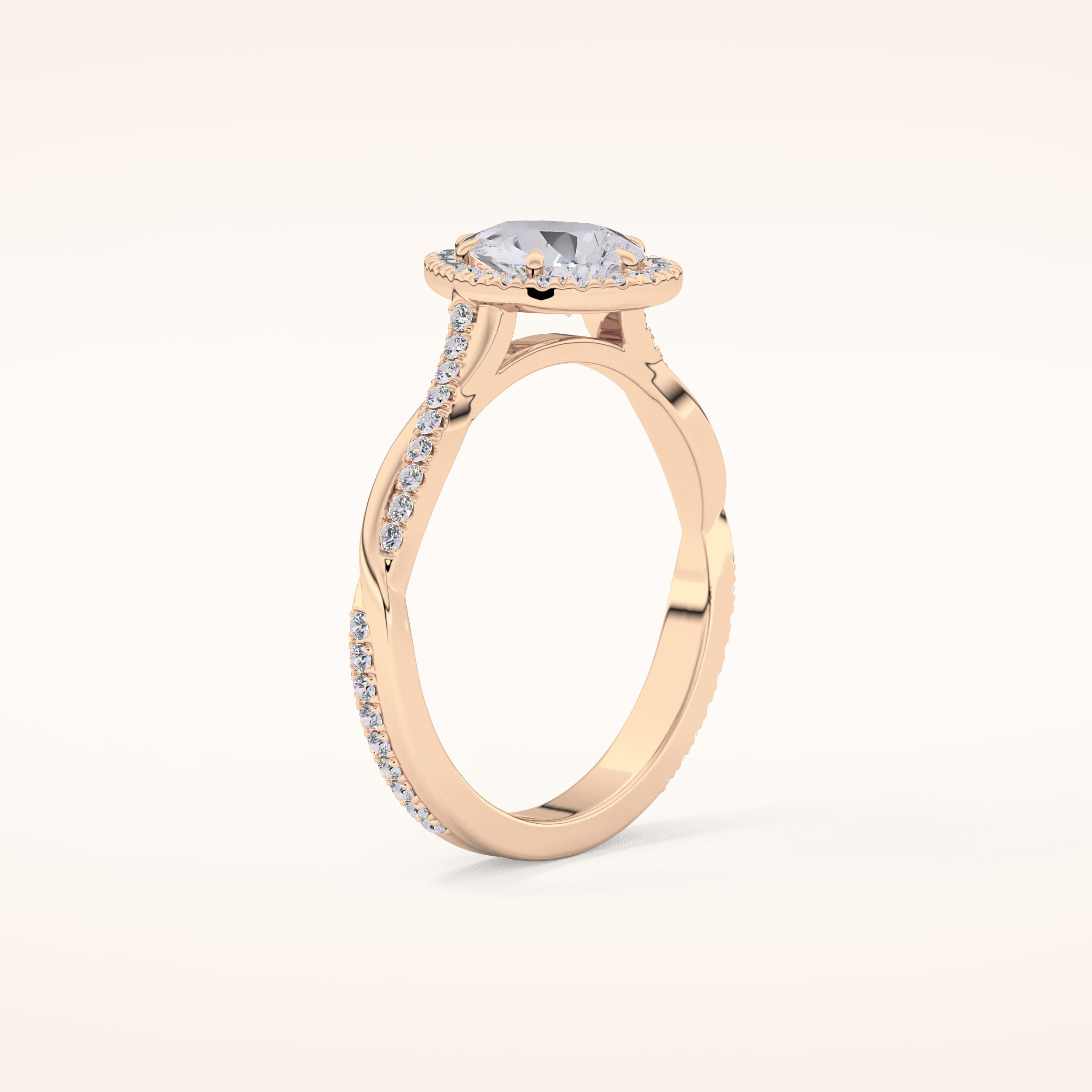 0.81 CT Pear Shaped Halo & Pave Twisted Shank Moissanite Engagement Ring