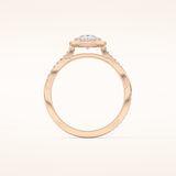 0.81 CT Pear Shaped Halo & Pave Twisted Shank Moissanite Engagement Ring