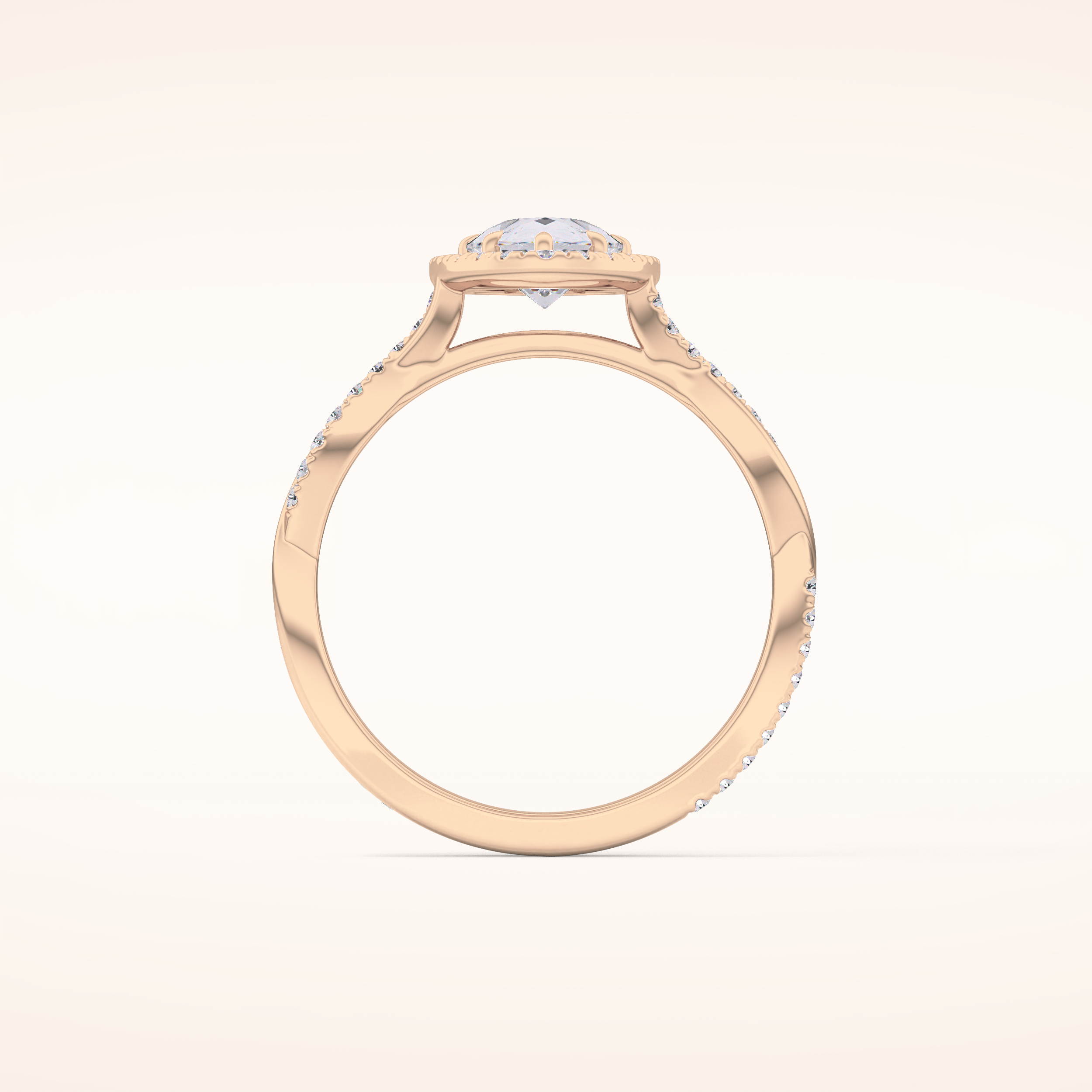 0.81 CT Pear Shaped Halo & Pave Twisted Shank Moissanite Engagement Ring