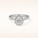 0.81 CT Pear Shaped Halo & Pave Twisted Shank Moissanite Engagement Ring