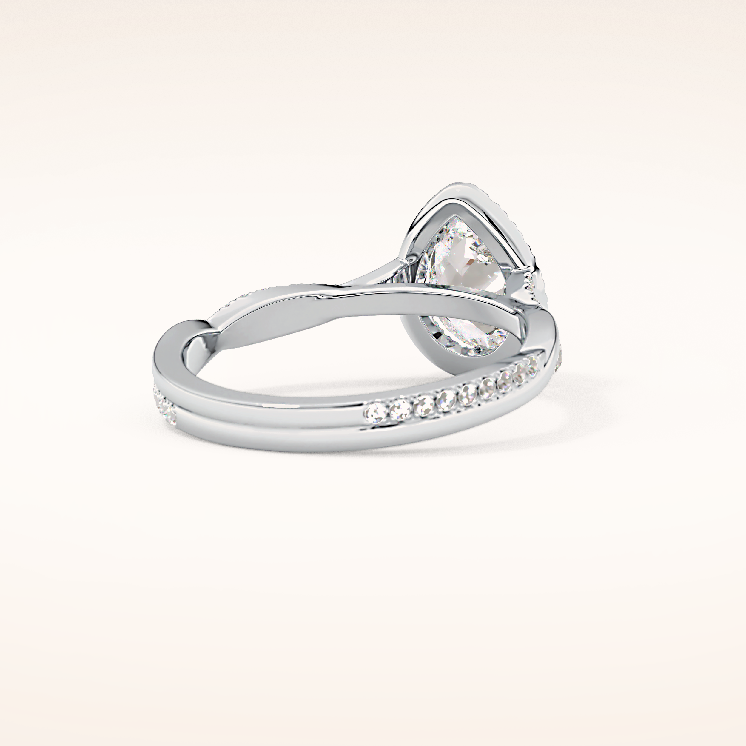 0.81 CT Pear Shaped Halo & Pave Twisted Shank Moissanite Engagement Ring