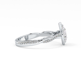 Pear Twisted Shank, Halo and Pave Lab Grown Diamond Engagement Ring