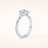 0.81 CT Pear Shaped Halo & Pave Twisted Shank Moissanite Engagement Ring