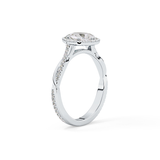 Pear Twisted Shank, Halo and Pave Lab Grown Diamond Engagement Ring