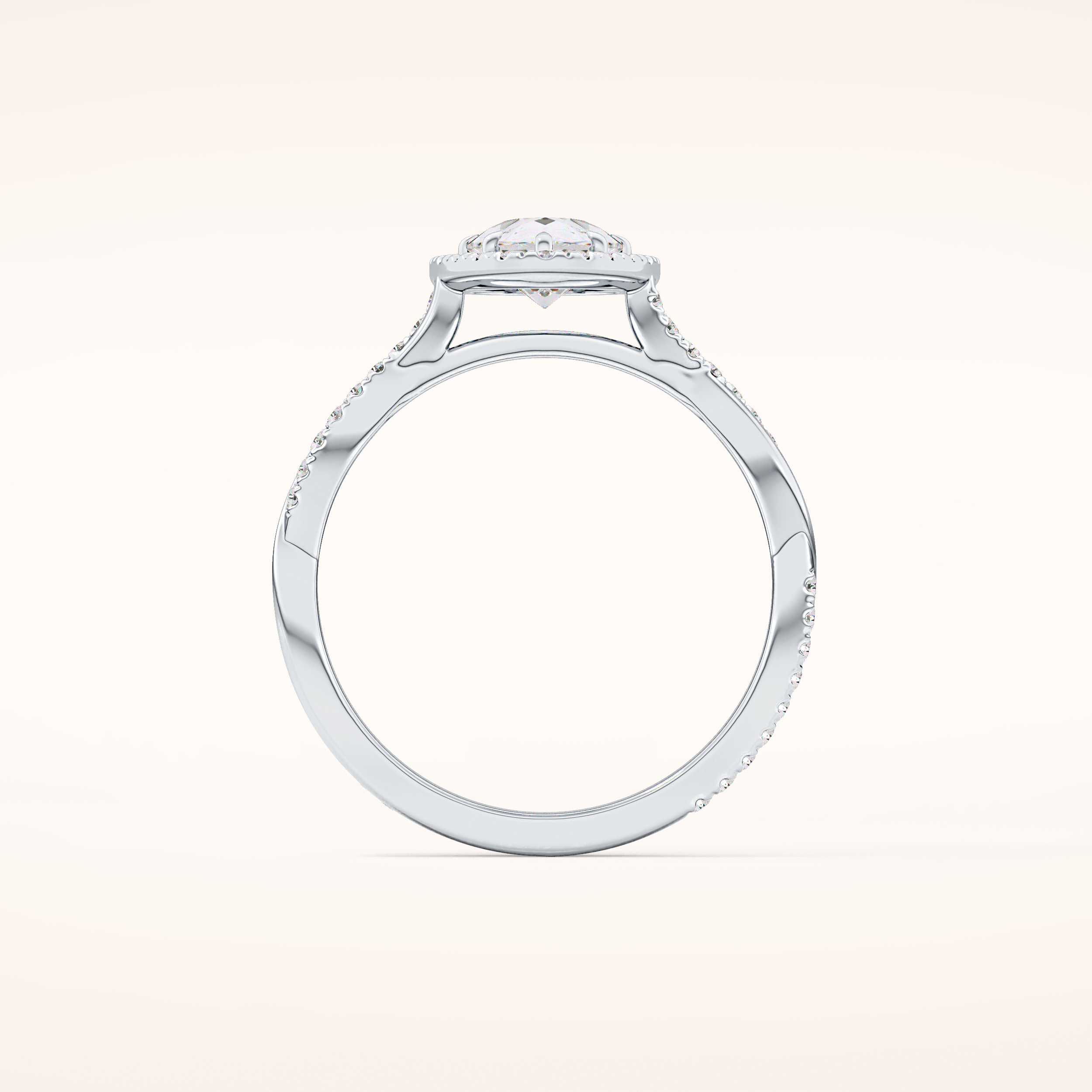 0.81 CT Pear Shaped Halo & Pave Twisted Shank Moissanite Engagement Ring