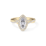 Marquise Twisted Shank, Halo and Pave Lab Grown Diamond Engagement Ring