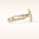 0.86 CT Marquise Shaped Halo & Pave Twisted Shank Moissanite Engagement Ring
