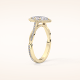 0.86 CT Marquise Shaped Halo & Pave Twisted Shank Moissanite Engagement Ring
