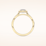 0.86 CT Marquise Shaped Halo & Pave Twisted Shank Moissanite Engagement Ring