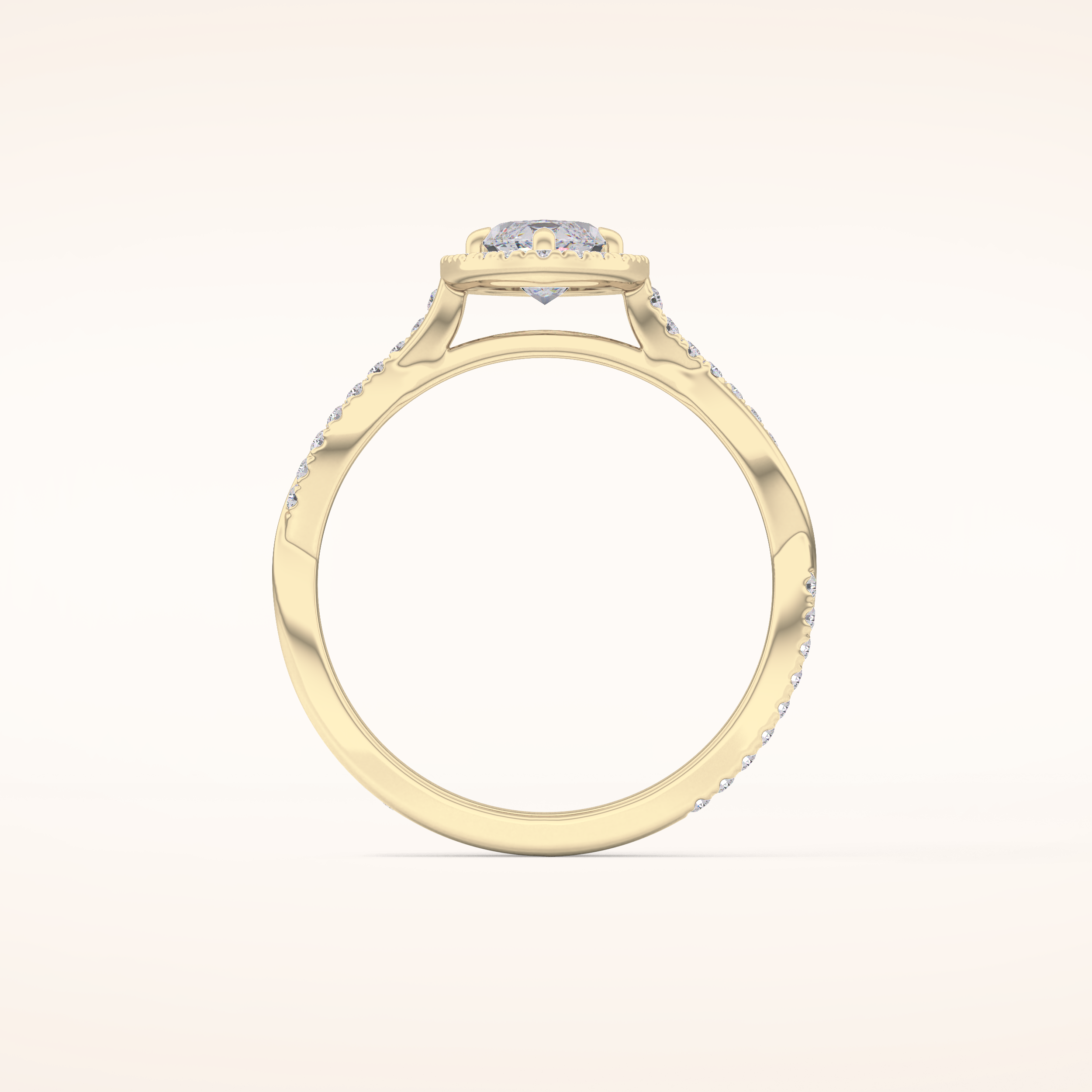 0.86 CT Marquise Shaped Halo & Pave Twisted Shank Moissanite Engagement Ring