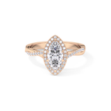 Marquise Twisted Shank, Halo and Pave Lab Grown Diamond Engagement Ring