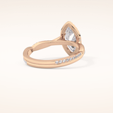 0.86 CT Marquise Shaped Halo & Pave Twisted Shank Moissanite Engagement Ring