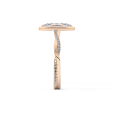 Marquise Twisted Shank, Halo and Pave Lab Grown Diamond Engagement Ring