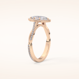 0.86 CT Marquise Shaped Halo & Pave Twisted Shank Moissanite Engagement Ring