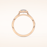 0.86 CT Marquise Shaped Halo & Pave Twisted Shank Moissanite Engagement Ring