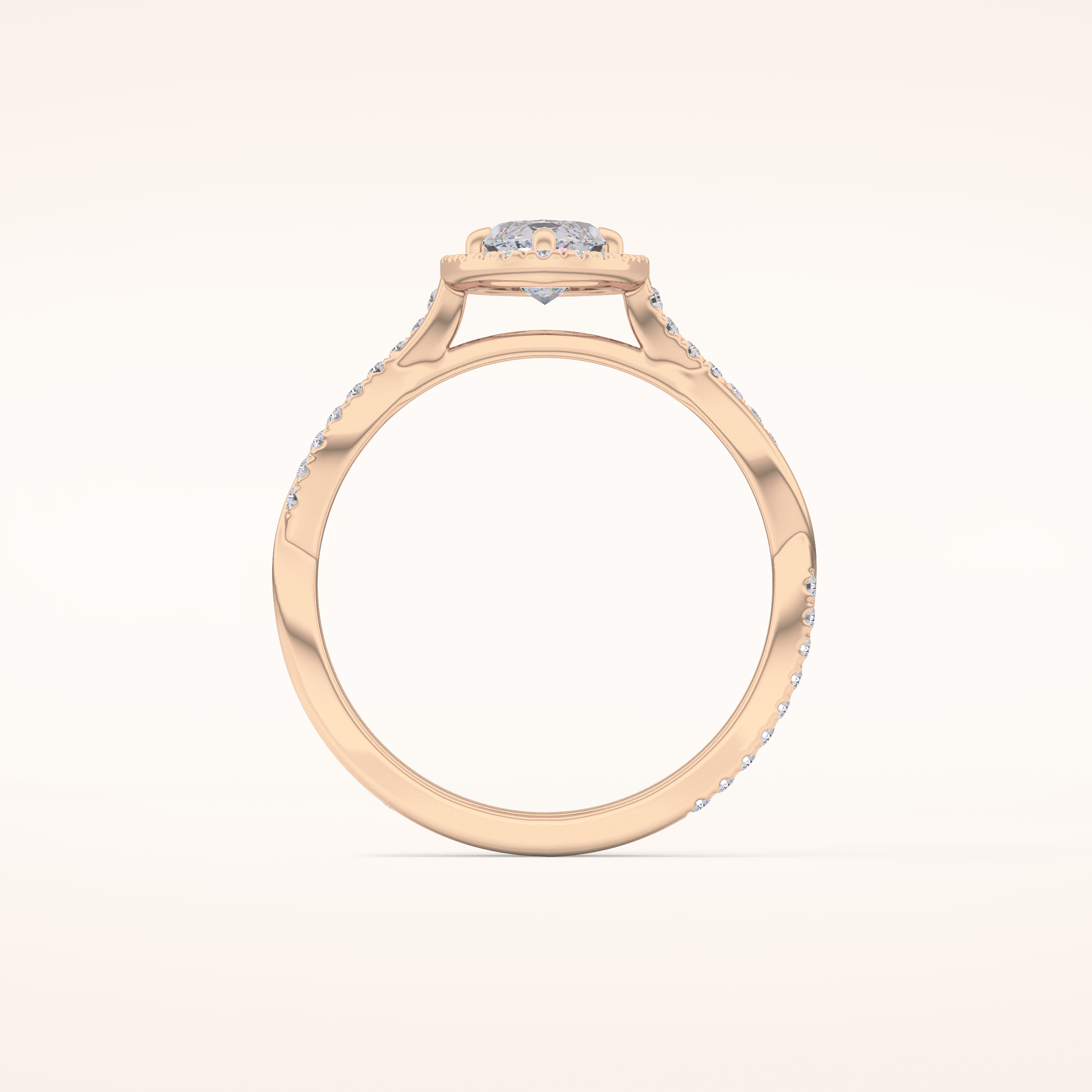 0.86 CT Marquise Shaped Halo & Pave Twisted Shank Moissanite Engagement Ring