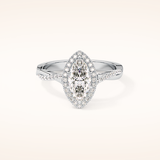 0.86 CT Marquise Shaped Halo & Pave Twisted Shank Moissanite Engagement Ring
