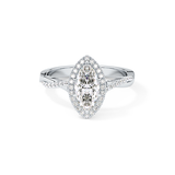 Marquise Twisted Shank, Halo and Pave Lab Grown Diamond Engagement Ring