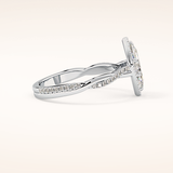 0.86 CT Marquise Shaped Halo & Pave Twisted Shank Moissanite Engagement Ring