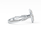 Marquise Twisted Shank, Halo and Pave Lab Grown Diamond Engagement Ring