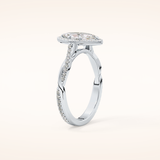 0.86 CT Marquise Shaped Halo & Pave Twisted Shank Moissanite Engagement Ring