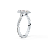 Marquise Twisted Shank, Halo and Pave Lab Grown Diamond Engagement Ring